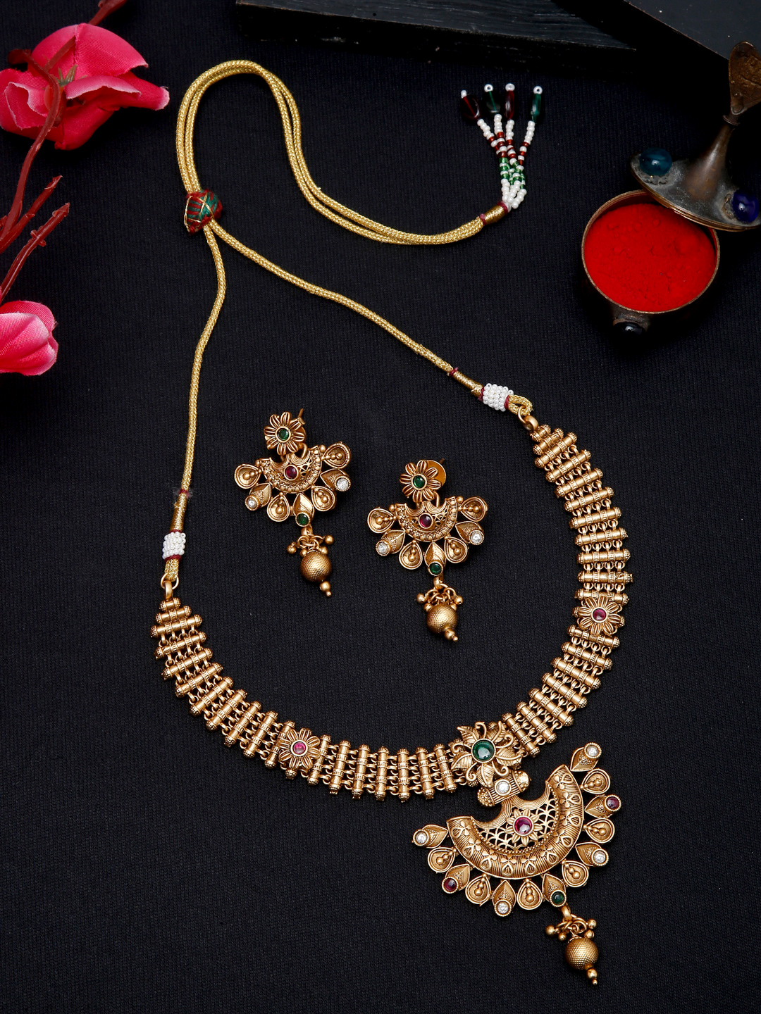 YouBella Jewellery Celebrity Inspired Gold Plated Necklace Jewellery Set for Girls and Women